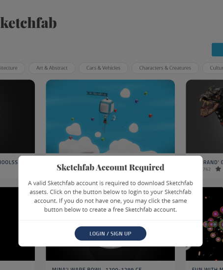 Sketchfab login required
