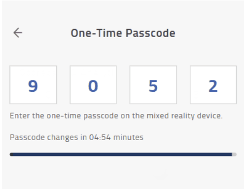 OTP pass code screen